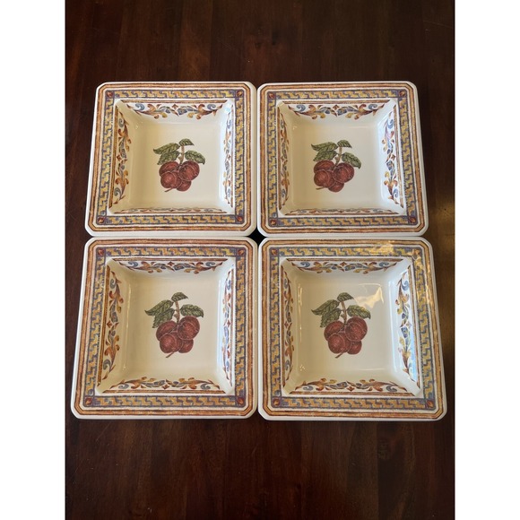 Williams Sonoma Bowls Set Verger‎ Tuscan Style Square Cherry Set of 4 Italy